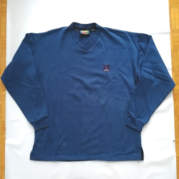 Old River Concept Vintage Blue V-Neck Sweater Medium - Picture 1 of 9